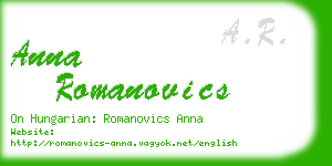 anna romanovics business card